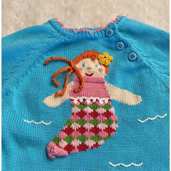 Zubels Baby Knit Mermaid Ocean Sea Sweater Size 6 Colorful Months Artsy - Picture 2 of 7